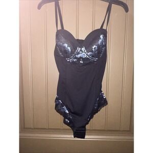 Naomi Nicole Shaping Camisole Bodysuit Black And Blue Medium Size